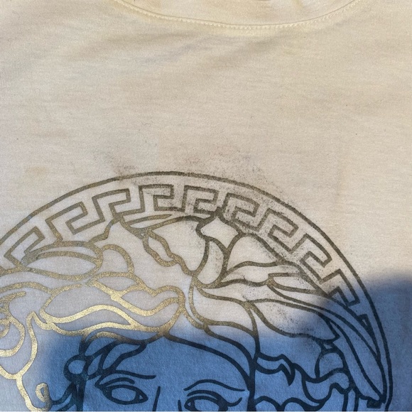 Versace Medusa silver foil on white cotton tshirt. Unisex - Picture 3 of 5
